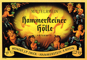 Weinetikett mit der Aufschrift Hammersteiner Hölle