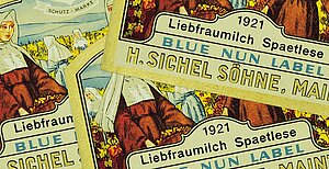 Etiketten der Marke Blue Nun aus dem Jahr 1921