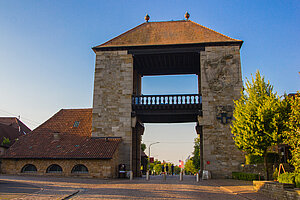 Frontansicht des Deutschen Weintores in Schweigen-Rechtenbach.